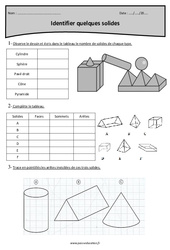 Solides- Fiches faces, sommets, arêtes - Exercices corrigés : 7ème Harmos - PDF à imprimer