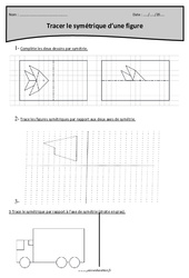 Tracer le symétrique d’une figure - Exercices avec correction : 7ème Harmos - PDF à imprimer