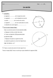 Diamètre, rayon, segment et point - Exercices sur le cercle : 7ème Harmos - PDF à imprimer