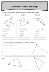 Triangle - Construire les hauteurs - Exercices  : 7ème Harmos - PDF à imprimer