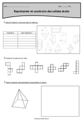 Représenter et construire des solides - Exercices  : 7ème Harmos - PDF à imprimer