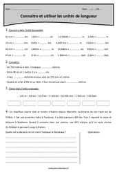 Connaitre et utiliser les unités de longueur - Exercices  : 7ème Harmos - PDF à imprimer