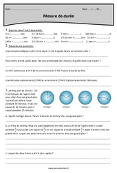 Mesure de durée - Exercices avec correction : 7ème Harmos - PDF à imprimer