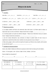 Heure, minute, seconde - Exercices sur les mesures de durée : 7ème Harmos - PDF à imprimer