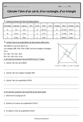 Calculer l’aire- Fiches Carré, rectangle, triangle - Exercices corrigés : 7ème Harmos - PDF à imprimer