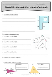 Carré, rectangle, triangle - Exercices sur le calcul de l'aire : 7ème Harmos - PDF à imprimer