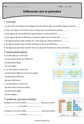 Différencier aire et périmètre - Exercices avec correction : 7ème Harmos - PDF à imprimer