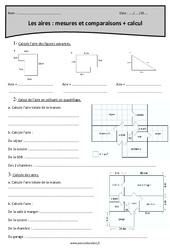 Exercice Mesures, comparaisons et calcul - Exercices sur les aires : 7ème Harmos - PDF à imprimer