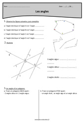 Aigus, obtus, droit ou plat - Exercices sur les angles : 7ème Harmos - PDF à imprimer