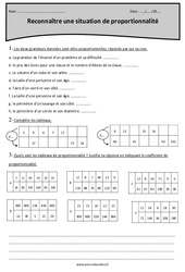 Reconnaître une situation de proportionnalité - Exercices  : 7ème Harmos - PDF à imprimer