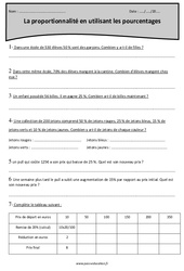 Proportionnalité en utilisant les pourcentages - Exercices corrigés : 7ème Harmos - PDF à imprimer