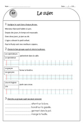 Sujet, groupe sujet - Exercices avec correction : 4ème Harmos - PDF à imprimer