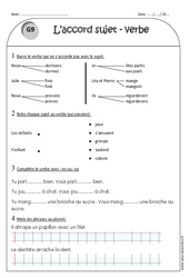 Accord sujet - verbe - Exercices  : 4ème Harmos - PDF à imprimer