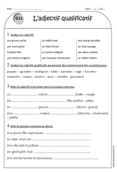 Adjectif qualificatif - Exercices  : 4ème Harmos - PDF à imprimer