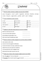 Infinitif des verbes - Exercices avec correction : 4ème Harmos - PDF à imprimer
