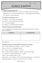 Mots en - ac - ap - af - ef - of - Exercices  : 7ème Harmos - PDF à imprimer