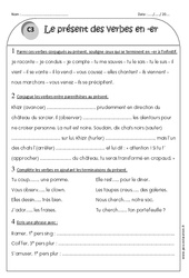 Verbes en - er - Présent - Exercices corrigés : 4ème Harmos - PDF à imprimer