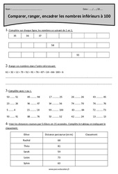Comparer, ranger, encadrer les nombres inférieurs à 100 - Exercices : 5ème Harmos - PDF à imprimer