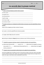 Groupe nominal - Accords - Exercices  : 7ème Harmos - PDF à imprimer