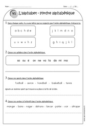 Alphabet - Exercices  sur l'ordre alphabétique : 4ème Harmos - PDF à imprimer