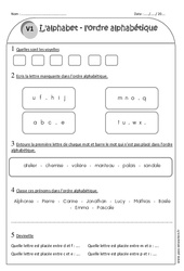 Ordre alphabétique - Alphabet - Exercices avec correction : 4ème Harmos - PDF à imprimer