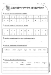 Alphabet - Ordre alphabétique - Exercices corrigés : 4ème Harmos - PDF à imprimer