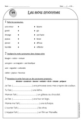 Mots synonymes - Exercices  : 4ème Harmos - PDF à imprimer