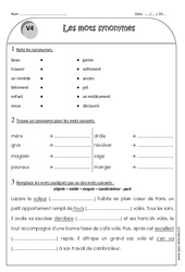 Synonymes - Exercices : 4ème Harmos - PDF à imprimer