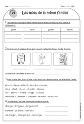 Familles de mots - Exercices : 4ème Harmos - PDF à imprimer