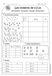 Nombres de 0 à 20 - Exercices- Fiches décomposition - groupement échange - dénombrement : 4ème Harmos - PDF à imprimer