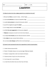 Apposition - Exercices corrigés : 10ème Harmos - PDF à imprimer