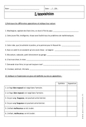 L'apposition - Exercices avec correction : 10ème Harmos - PDF à imprimer