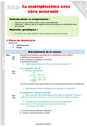 Séquence - Fiche de préparation Multiplication avec zéro intercalé - Séquence - Fiche de préparation : 7ème Harmos - PDF à imprimer