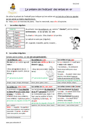 Présent de l’indicatif des verbes en - er - Cours, Leçon : 6ème Harmos - PDF gratuit à imprimer