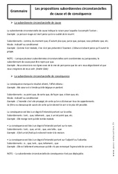 Propositions subordonnées circonstancielles de cause et de conséquence - Cours : 10ème Harmos - PDF à imprimer