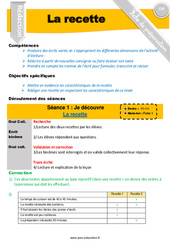 Ecrire une recette - Production d'écrit - Fiche de préparation : 6ème Harmos - PDF à imprimer