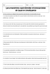 Cause et conséquence - Propositions circonstancielles - Exercices  : 10ème Harmos - PDF à imprimer