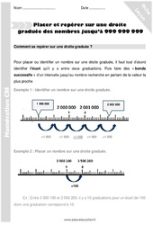 Placer et repérer sur une droite graduée des nombres jusqu’à 999 999 999 - Cours, Leçon : 7ème Harmos - PDF gratuit à imprimer