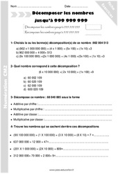 Décomposer les nombres jusqu’à 999 999 999 - Exercices avec correction : 7ème Harmos - PDF à imprimer