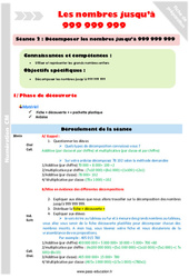 Décomposer les nombres jusqu’à 999 999 999 - Séquence - Fiche de préparation : 7ème Harmos - PDF à imprimer