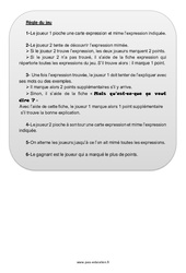 Expressions imagées - Jeu mime : 7ème Harmos - PDF à imprimer