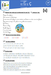 Son S (s, ss, t, c, ç) - Exercices : 3eme Harmos - PDF à imprimer