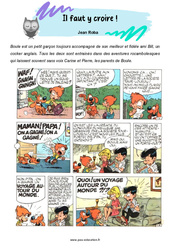 Exercice Il faut y croire de Jean Roba - Bande dessinée + Questionnaire : 7ème Harmos - PDF à imprimer