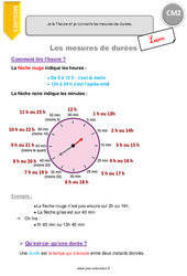 Mesures de durées - Cours, Leçon : 7ème Harmos - PDF gratuit à imprimer