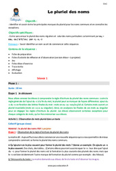 Pluriel des noms - Séquence - Fiche de préparation : 6ème Harmos - PDF à imprimer