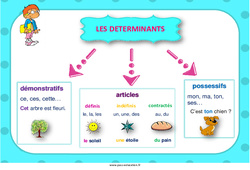 Déterminants - Affiche de classe : 5ème, 6ème, 7ème Harmos - PDF à imprimer