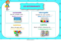 Déterminants - Affiche de classe : 5ème, 6ème, 7ème Harmos - PDF à imprimer