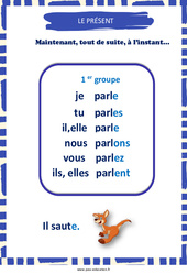 Présent des verbes du 1er groupe - Affiche de classe : 3eme, 4ème Harmos - PDF à imprimer