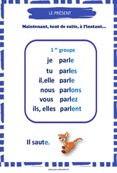Affichage pour la classe Présent des verbes du 1er groupe - Affiche de classe : 4ème Harmos - PDF à imprimer