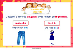 Genre des adjectifs - Affiche de classe : 3eme, 4ème Harmos - PDF à imprimer